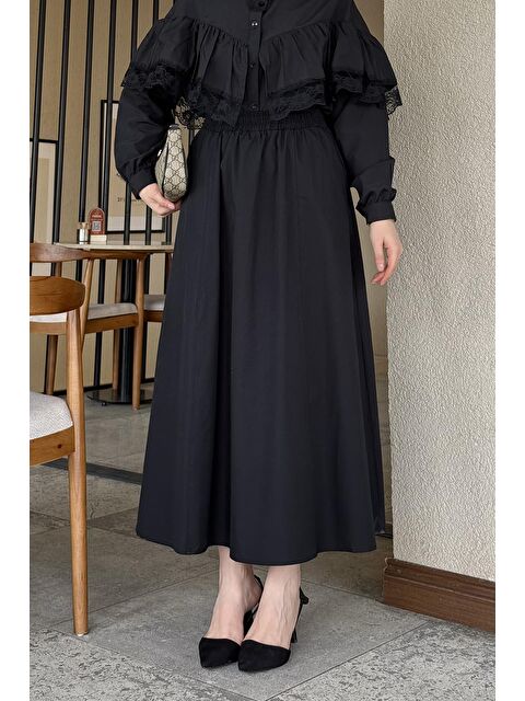 Lamelif Kloş Tesettür Etek Siyah - S000517816-19351