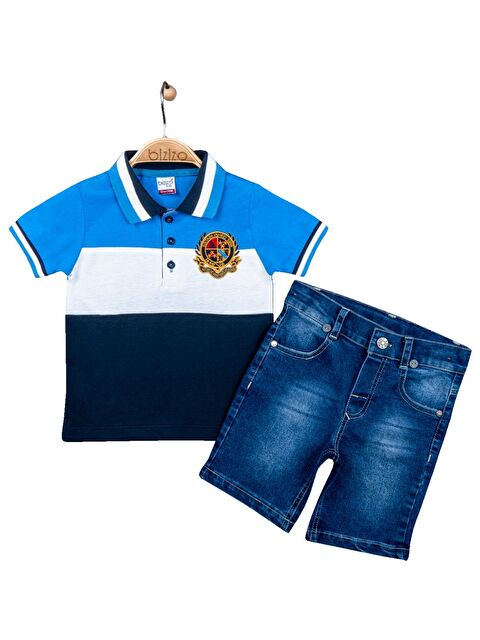 Bizizo Erkek Bebek Şortlu Takım 9-24 Ay Mavi - S000205301-17234