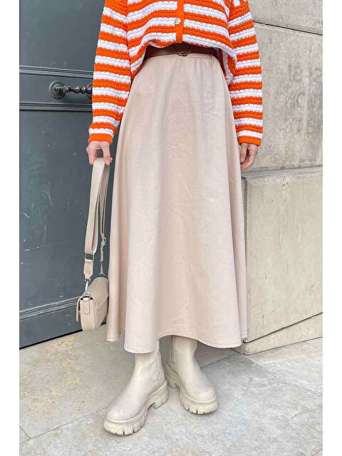 Lamelif Kemer Detaylı Kloş Etek Taş - S000517815-25636