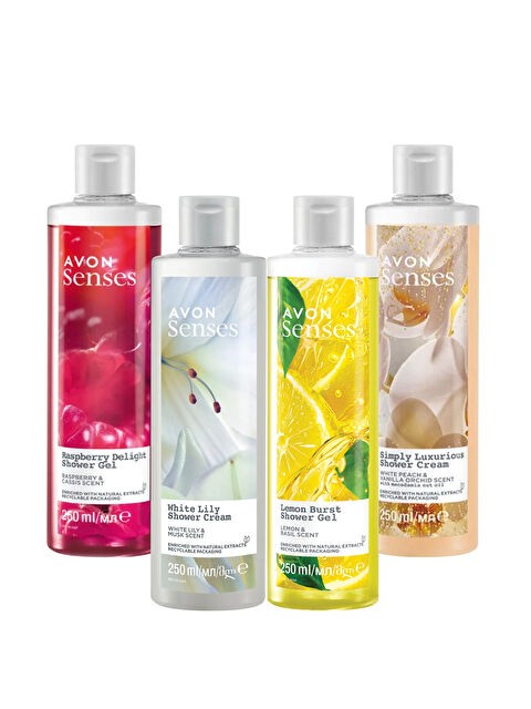 AVON Şeftali Vanilya Orkide Frenk Üzümü Zambak Limon ve Reyhan Kokulu Duş Jeli Paketi - S000363090-10231