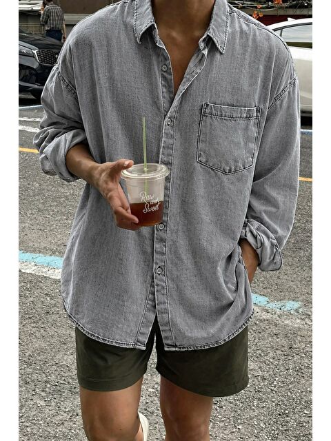 Tarz Cool Oversize Jean Gömlek