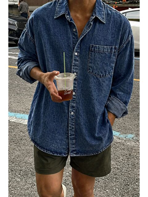 Tarz Cool Oversize Jean Gömlek