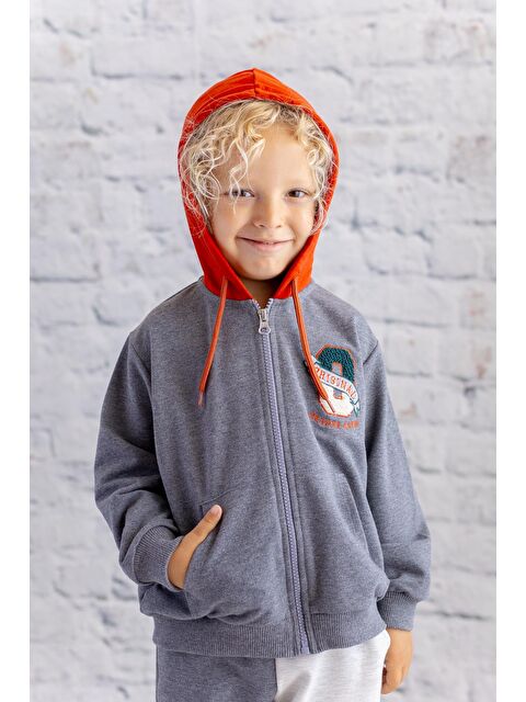 MİNİNİO Erkek Çocuk Nakış Detaylı Fermuarlı Sweatshirt - S000316661-29666