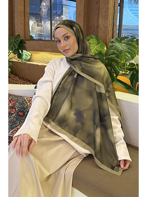 Lamelif Batik Desen Soft Şal Haki - S000529599-18547