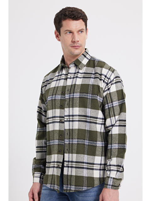 TUDORS Erkek Relax Fit Rahat Kesim Kışlık Kareli Oduncu Gömlek - S000513491-18547