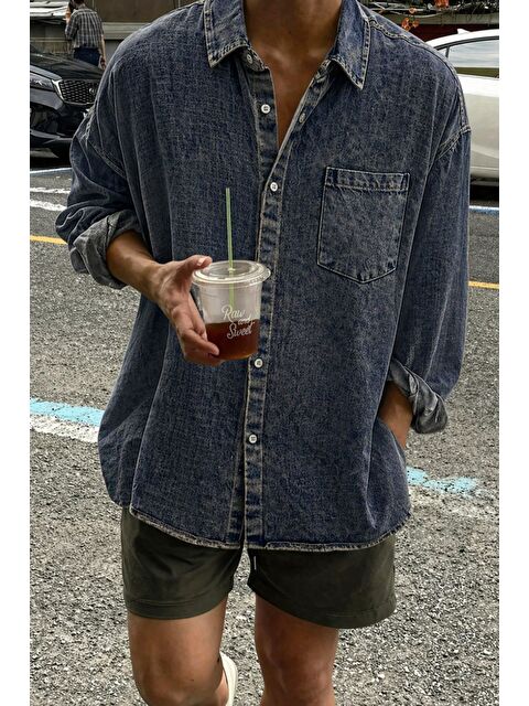 Tarz Cool Oversize Jean Gömlek