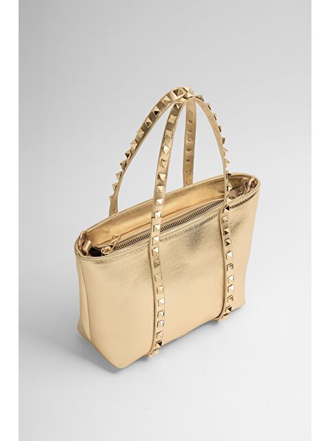 MADAMRA Altın Kadın Küçük Boy Zımba Detaylı Pu Deri Tokalı El Ve Omuz Çantası - S000451618-20076