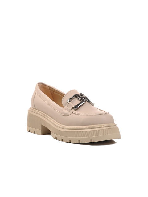 Ayakmod Bej Cilt Kadın Loafer Ayakkabı 572381 - S000293343-19927