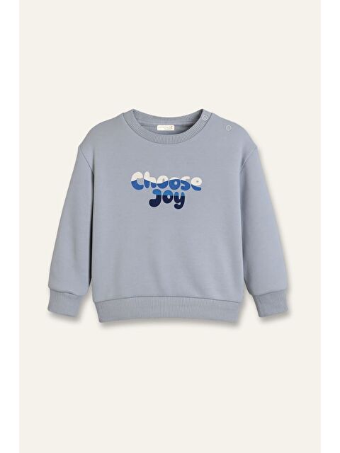 MİNİNİO Erkek Çocuk Baskılı Sweatshirt  - Mavi - S000524866-17234