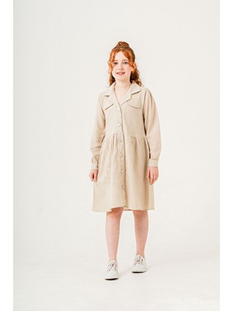 pi pengai Kız Çocuk Jüt Pamuklu Elbise P1010 - S000346033-19966