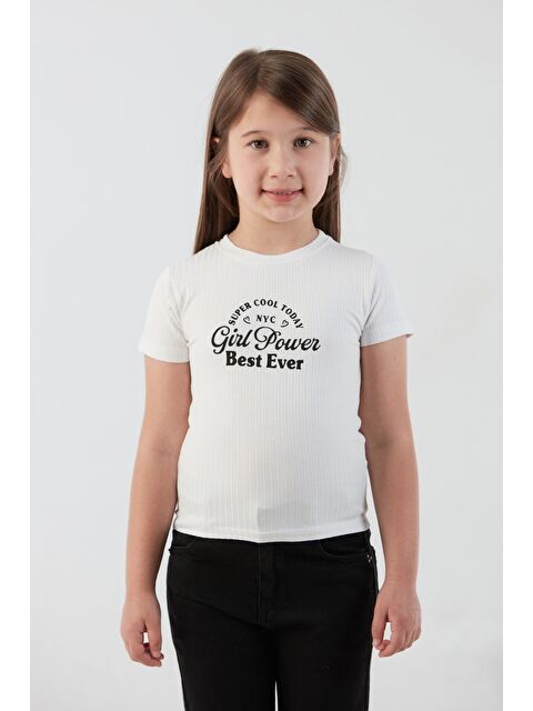 Fullamoda Fitilli Girl Power Baskılı Kız Çocuk Bluz - S000388601-20063