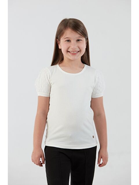 Fullamoda Basic Kolu Tül Detaylı Kız Çocuk Bluz - S000388599-19965