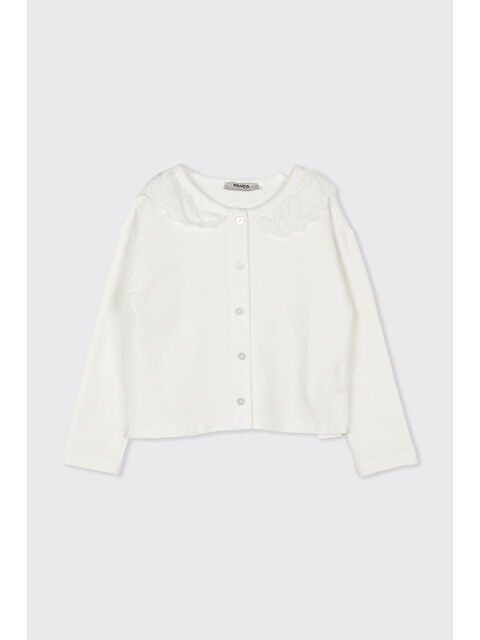 Panço Kız Çocuk Yakası Dantel Detaylı Ekru Hırka - S000516189-19965