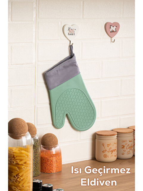 Porsima 3137-3 Silikon Yanmaz Yapışmaz Fırın Eldiveni Yeşil - S000419819-29488