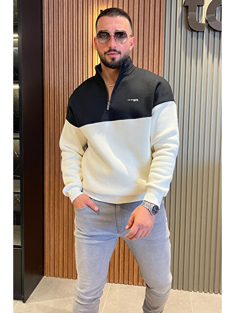 Mishar İtalia Yarım Fermuarlı Dik Yaka Üç İplik Şardonlu Erkek Sweatshirt - S000300880-5300