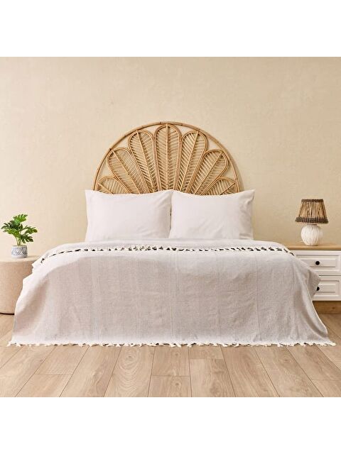 Evidea Soft Econo Çift Kişilik Yatak Örtüsü - Gri / Ekru - 200x220 cm