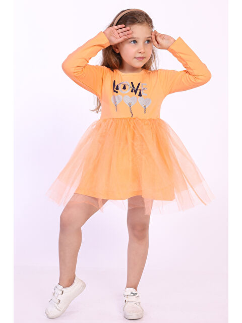 Toontoykids Kız Çocuk Love Kalp Baskılı Elbise - S000268316-24085
