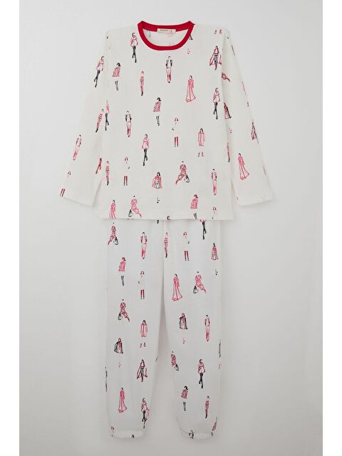 Breeze Kız Çocuk Pijama Takımı Podyum Rüyası Moda Kızları Ekru (9-10 Yaş) - S000506137-19965