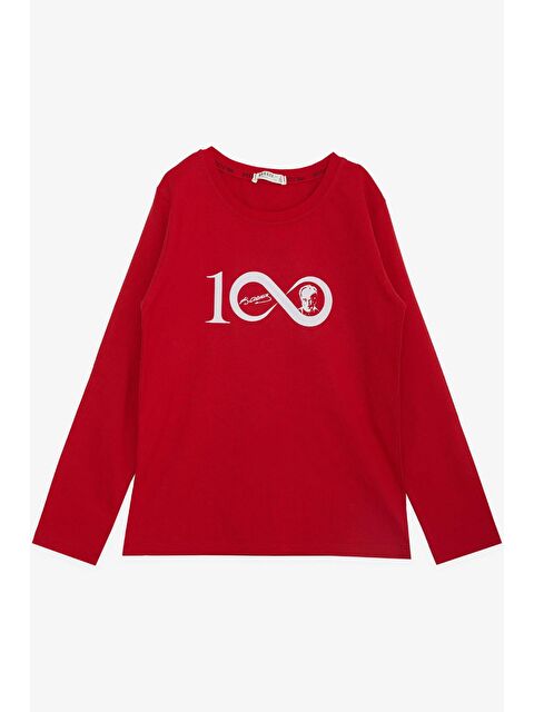 Breeze Çocuk Uzun Kollu Tişört Yüzüncü Yıl Temalı Atatürk Baskılı Kırmızı (7-10 Yaş) - S000281157-20045