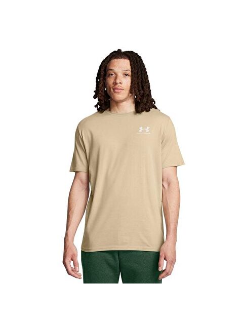 Under Armour Sportstyle Left Chest Erkek Bej Yuvarlak Yaka Tişört - S000522159-19928