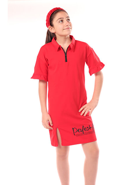 Toontoykids Kız Çocuk Yakalı Fermuar Detaylı Perfect Fit Baskılı Elbise - S000268319-20045