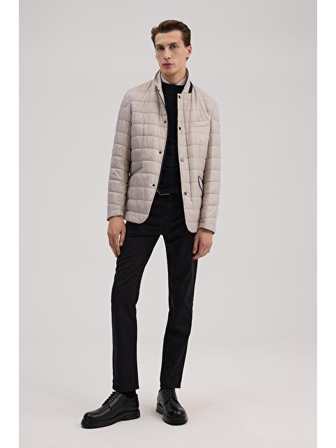 JAKAMEN Bej Comfort Fit Dik Yaka Fermuarlı Spor Mont - S000496590-19928