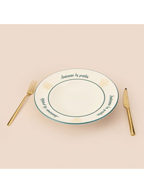 Evidea Kitchen Amiamo La Pasta Makarna Tabağı - Beyaz - 27 cm