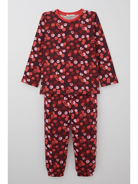 Breeze Kız Çocuk Pijama Takımı Neşeli Benekler Desenli Mürdüm (4-8 Yaş) - S000506139-20036