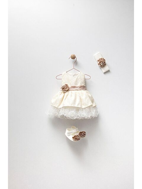 Magu Kız Çocuk Astarlı Elbise Bandana Patik Set - S000491980-19965