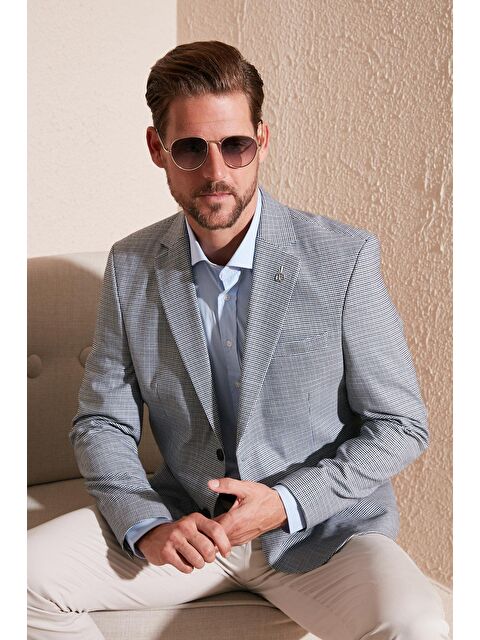 Buratti 6 Drop Çift Yırtmaçlı Klasik Blazer Comfort Fit Ceket 216MARTİNELLİ - S000044607-19351