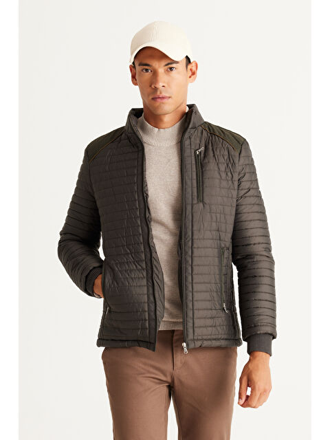 Altınyıldız Classics Erkek Haki Standart Fit Normal Kesim Dik Yaka Desenli Şişme Mont - S000403142-18547