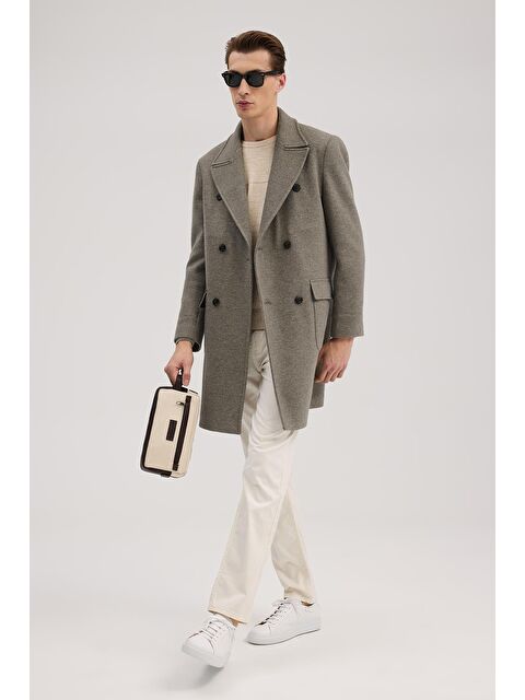 JAKAMEN Vizon Comfort Fit Kruvaze Yünlü Kaban - S000496596-26429