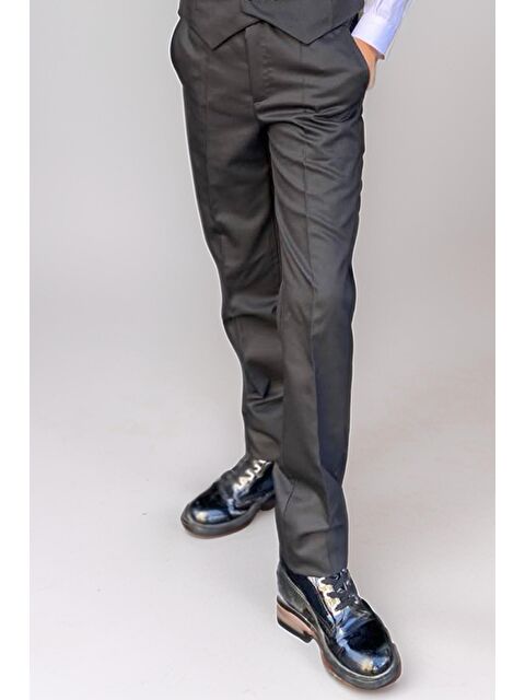 Riccotarz Erkek Çocuk Cepken Yelekli Şal Yaka Siyah Takım Elbise 10-16 Yaş - S000361572-19351