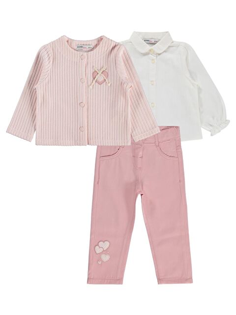 Kumru Civil Girls Pantolon Ceket Nakışlı 3 Lü 2-5 Yaş Takım - Pembe 2-3 Yaş - S000512583-20024