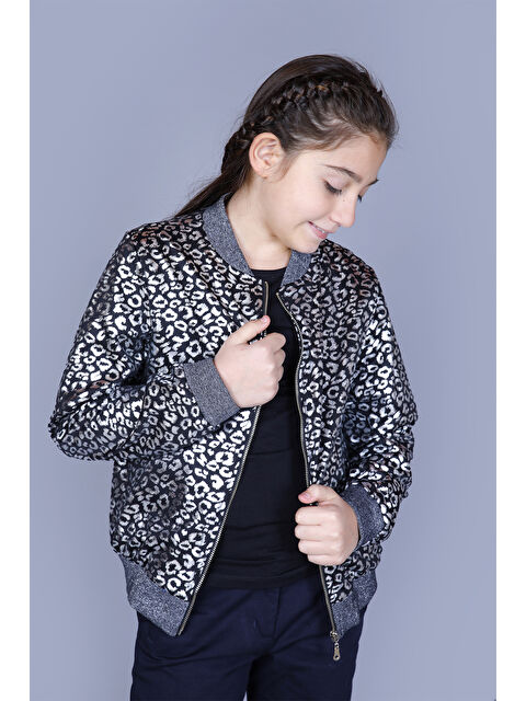 Toontoykids Kız Çocuk Leopar Desenli Parlak Hırka