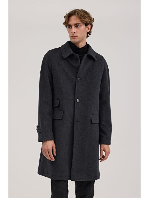 JAKAMEN Antrasit Comfort Fit Bebe Yaka Yünlü Kaban - S000496599-29666