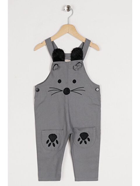 Zepkids Askılı Çift Cepli Kedicik Gri Renk Erkek Çocuk Tulum - S000357150-20600