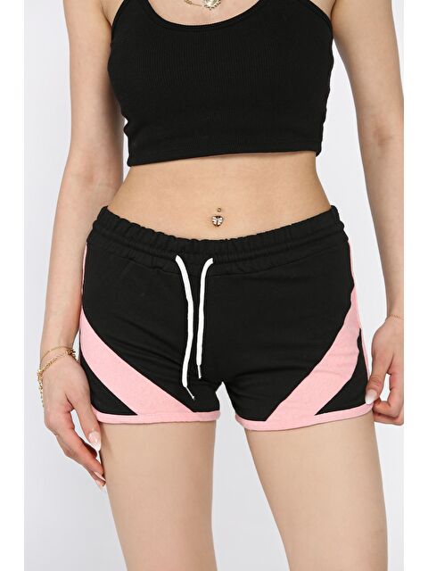 Gülseli Biyeli Kadın Baskılı Mini Şort - S000399246-19351