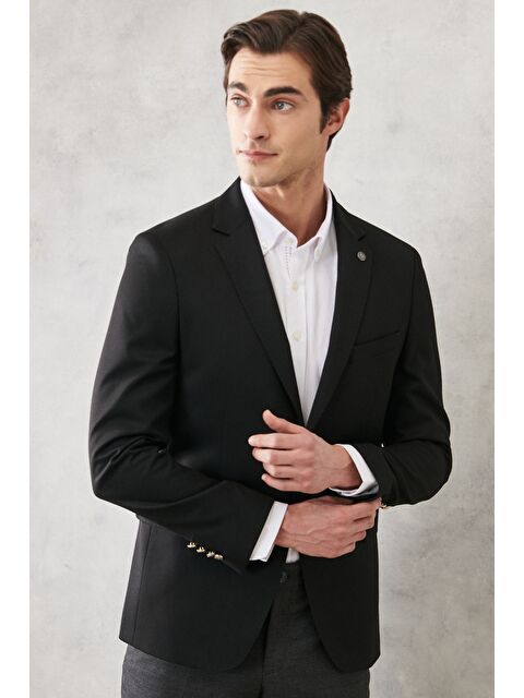 Altınyıldız Classics Erkek Siyah Comfort Fit Kırlangıç Yaka Casual Ceket - S000403627-19351