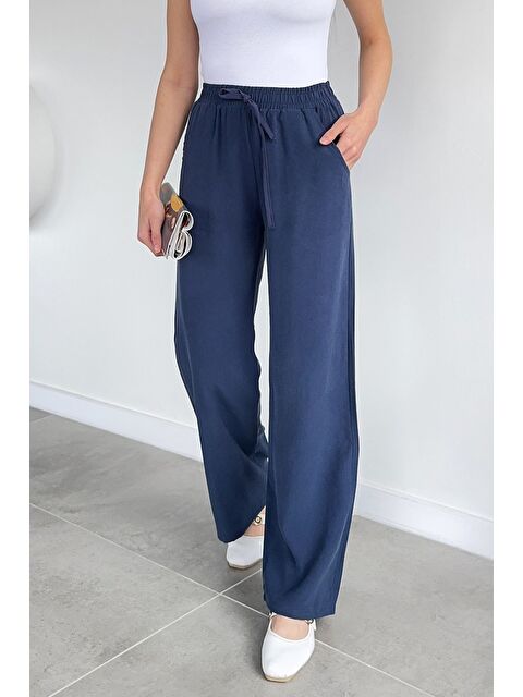 Gülseli Kadın Bel Lastikli Yüksek Bel Palazzo Pantolon