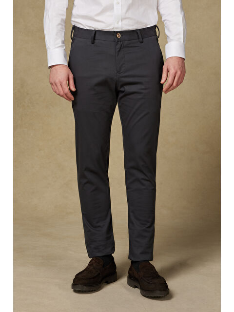 ABBATE Poplin Stretch Pamuk Karışımlı Modern Fit Antrasit Erkek Düz Pantolon - S000514511-29666