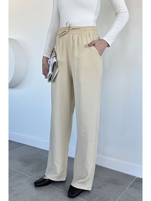 Gülseli Kadın Bel Lastikli Yüksek Bel Palazzo Pantolon