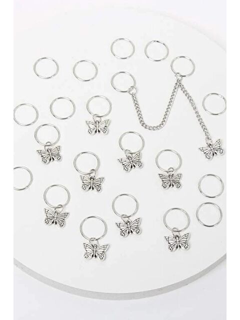 New Obsessions Kelebek Figürlü 20'li Saç Küpesi Seti - S000108857-18105