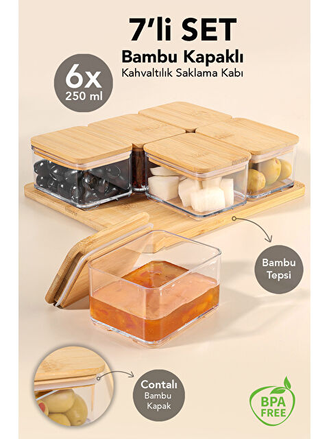 Meleni Home TEPSİLİ-KARE-6 MİNİ-BAMBU-KAHVALTILIK