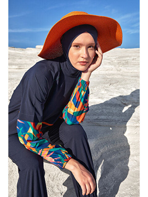 Adasea Spor Elastan Tam Kapalı Tesettür Mayo Yeva 1205 Lacivert - S000377741-21164