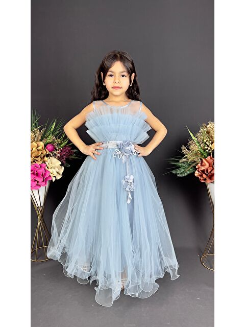 Mnk Baby & Kids Kız Çocuk Robası Katlı Özel Abiye Elbise MNK0475 - S000389040-17234