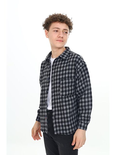 pi pengai Erkek Çocuk Ekose Desenli Oduncu Gömlek P2000 - S000346035-19351