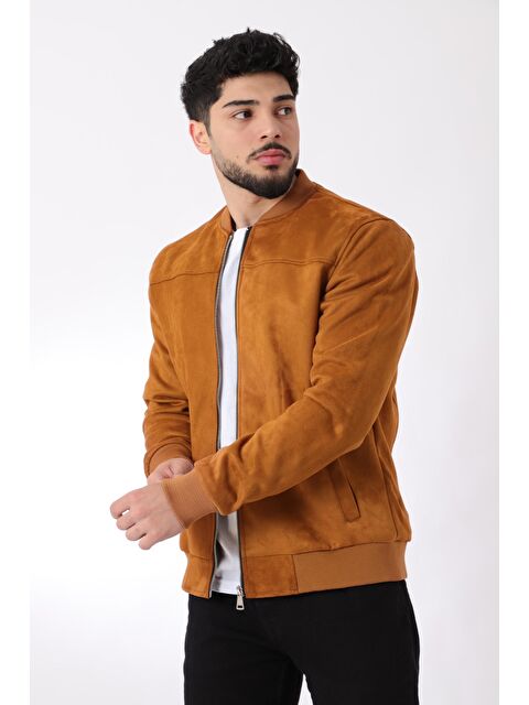 Stilkombin Kolej Yaka Bel Lastikli Süet Mevsimlik Erkek Yağlı Görünümlü Mont BL 1711-60287 - S000178136-14955