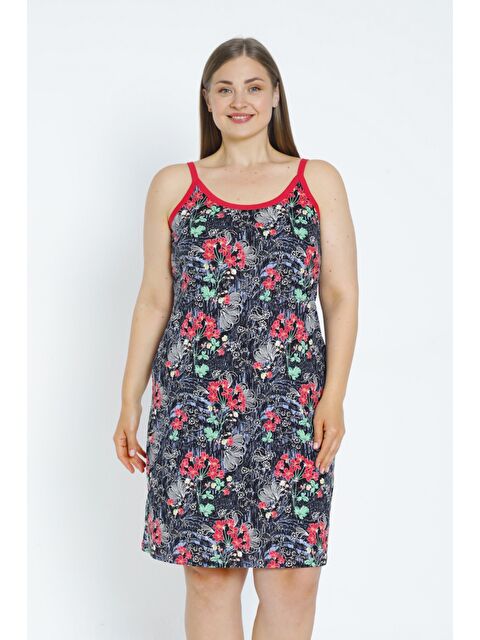 Intensive Siyah Desenli Askılı %100 Pamuk Yazlık Kadın Elbise - S000503819-19351