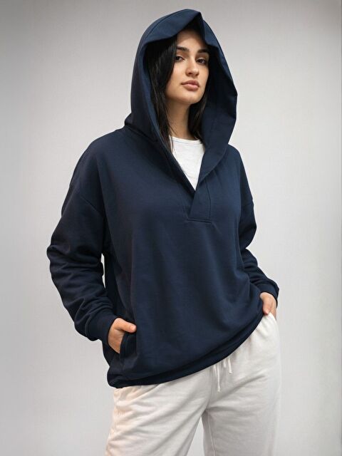 Trendseninle Lacivert Premium Modal Kumaş Regular Eşofman Üstü - S000503820-21164